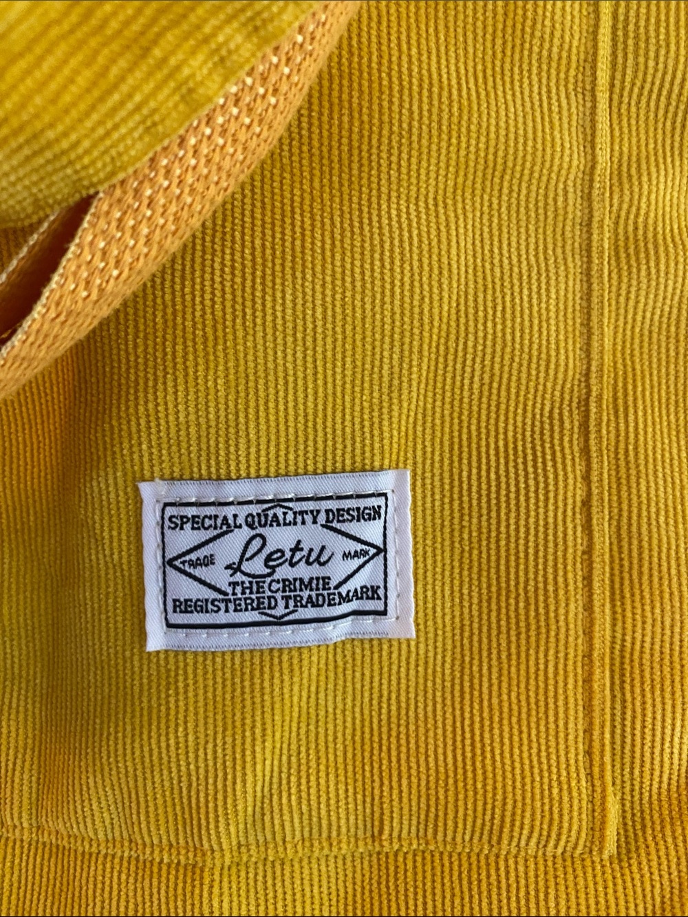 LETU Yellow Corduroy Crossbody Tote Bag Front Pocket Shoulder Purse - Picture 2 of 9